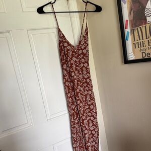 Old Navy Terracotta Dress with White Leaf Pattern